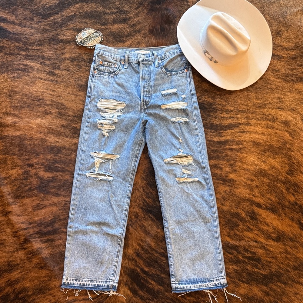 Levi high rise wide straight leg jeans